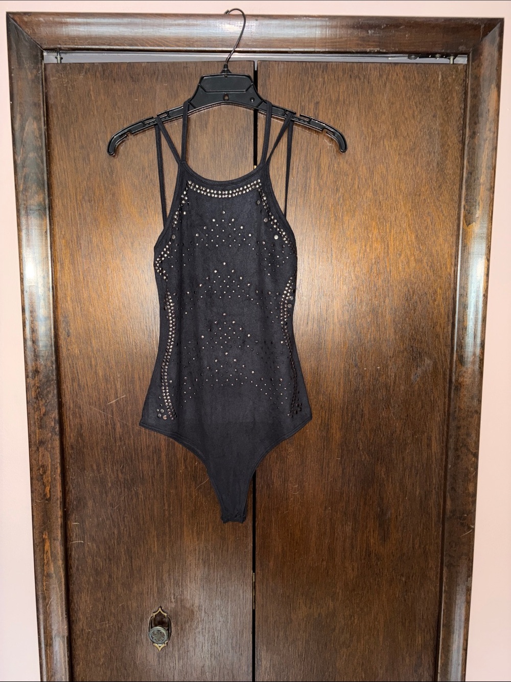Windsor Black Studded Halter Bodysuit
